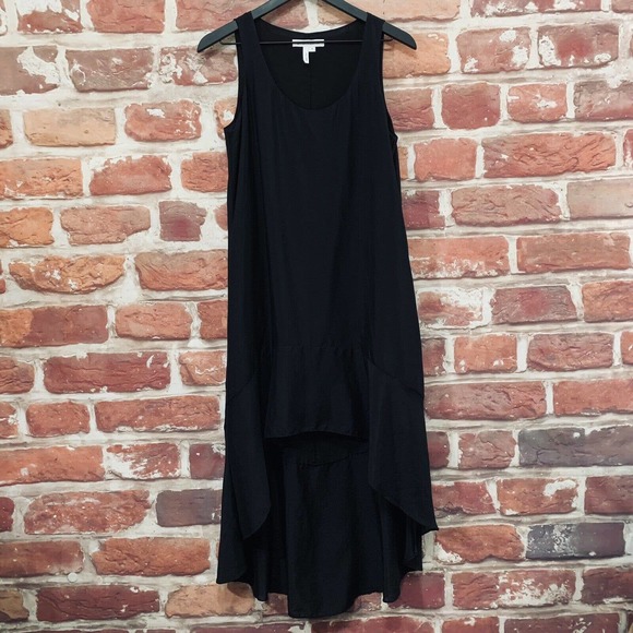 BCBGENERATION WOMEN'S BLACK HIGH LOW RUFFLE LINED SLEEVELESS PULLOVER DRESS - Picture 6 of 8